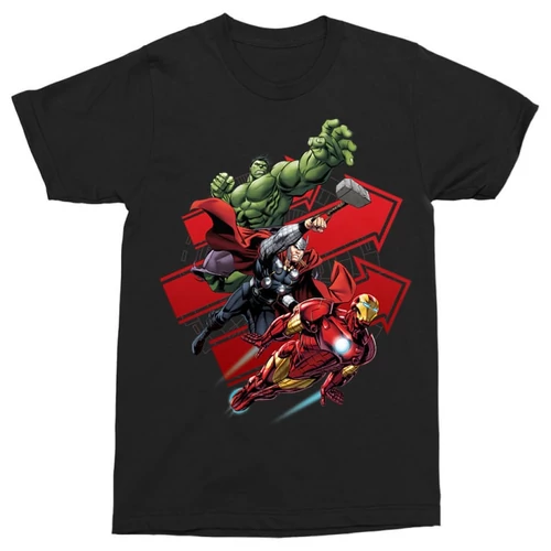 Fekete Bosszúállók férfi rövid ujjú póló - Avengers Trio