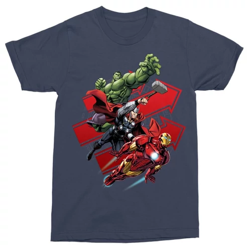 Sötétkék Bosszúállók férfi rövid ujjú póló - Avengers Trio