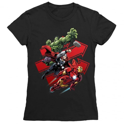 Fekete Bosszúállók női rövid ujjú póló - Avengers Trio
