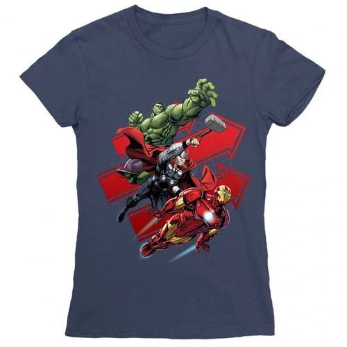 Sötétkék Bosszúállók női rövid ujjú póló - Avengers Trio