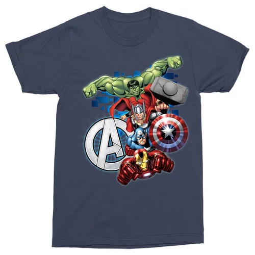 Sötétkék Bosszúállók férfi rövid ujjú póló - Avengers Team 