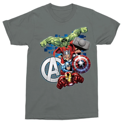 Sötétszürke Bosszúállók férfi rövid ujjú póló - Avengers Team 