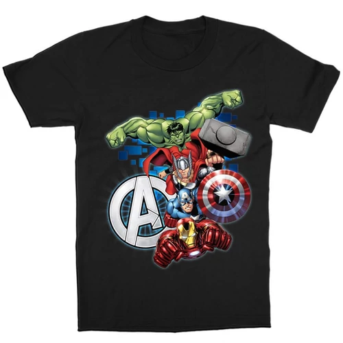Fekete Bosszúállók gyerek rövid ujjú póló - Avengers Team 