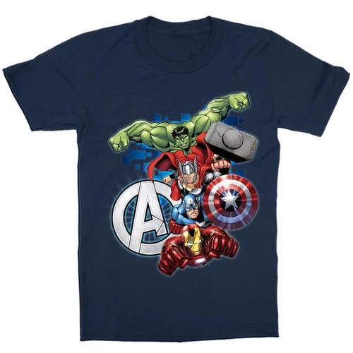 Sötétkék Bosszúállók gyerek rövid ujjú póló - Avengers Team 