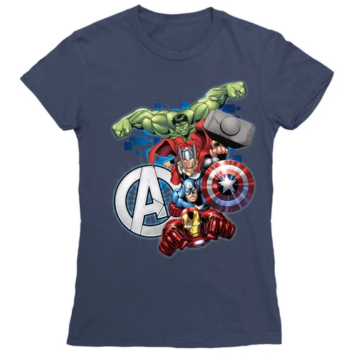 Sötétkék Bosszúállók női rövid ujjú póló - Avengers Team 
