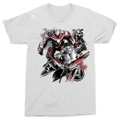 Fehér Bosszúállók férfi rövid ujjú póló - Avengers Team Grunge