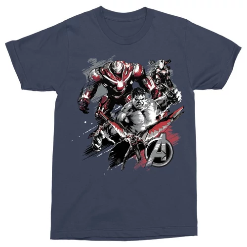 Sötétkék Bosszúállók férfi rövid ujjú póló - Avengers Team Grunge