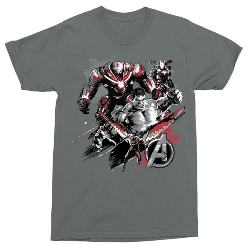 Sötétszürke Bosszúállók férfi rövid ujjú póló - Avengers Team Grunge