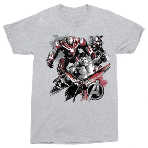 Sportszürke Bosszúállók férfi rövid ujjú póló - Avengers Team Grunge