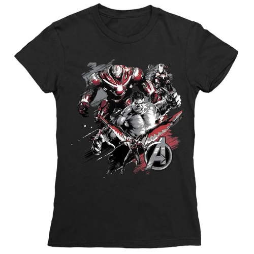 Fekete Bosszúállók női rövid ujjú póló - Avengers Team Grunge