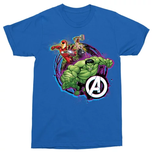 Királykék Bosszúállók férfi rövid ujjú póló - Avengers Team Neon