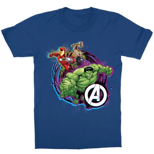 Királykék Bosszúállók gyerek rövid ujjú póló - Avengers Team Neon