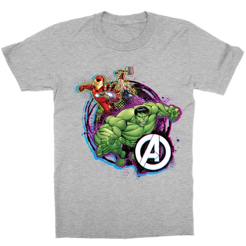Sportszürke Bosszúállók gyerek rövid ujjú póló - Avengers Team Neon