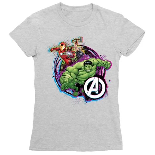 Sportszürke Bosszúállók női rövid ujjú póló - Avengers Team Neon