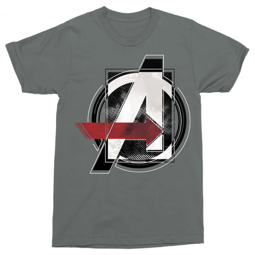 Sötétszürke Marvel Bosszúállók férfi rövid ujjú póló - Avengers Grunge Logo