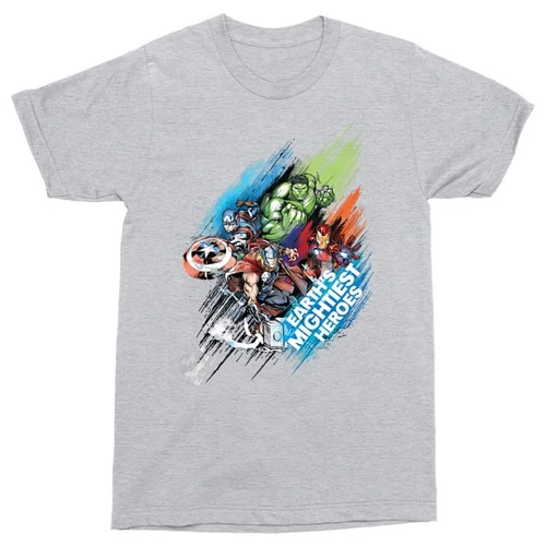 Sportszürke Marvel Bosszúállók férfi rövid ujjú póló - Earth's Mightiest Heroes
