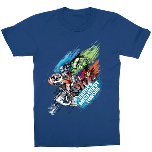 Királykék Marvel Bosszúállók gyerek rövid ujjú póló - Earth's Mightiest Heroes