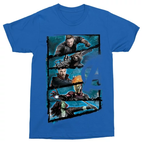 Királykék Marvel Bosszúállók - Avengers férfi rövid ujjú póló - Infinity War Frame