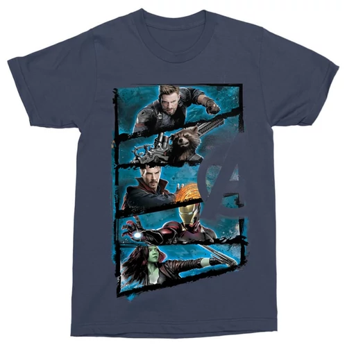 Sötétkék Marvel Bosszúállók - Avengers férfi rövid ujjú póló - Infinity War Frame