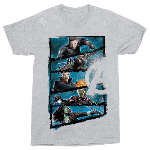 Sportszürke Marvel Bosszúállók - Avengers férfi rövid ujjú póló - Infinity War Frame