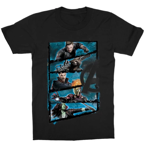 Fekete Marvel Bosszúállók - Avengers gyerek rövid ujjú póló - Infinity War Frame