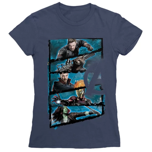 Sötétkék Marvel Bosszúállók - Avengers női rövid ujjú póló - Infinity War Frame