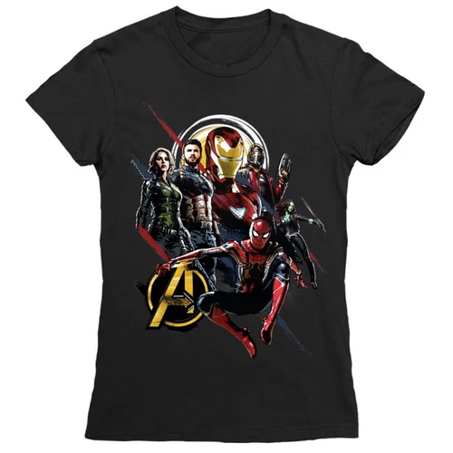 Fekete Bosszúállók női rövid ujjú póló - Infinity War 
