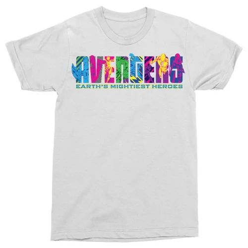 Fehér Bosszúállók - Avengers - Férfi rövid ujjú póló - Neon Text