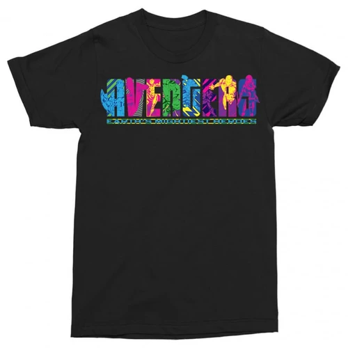 Fekete Bosszúállók - Avengers - Férfi rövid ujjú póló - Neon Text