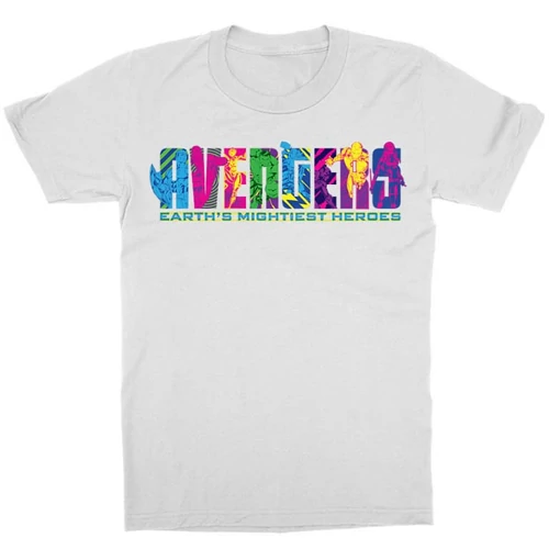 Fehér Bosszúállók - Avengers gyerek rövid ujjú póló - Neon Text