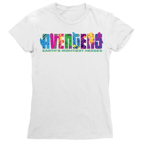 Fehér Bosszúállók - Avengers női rövid ujjú póló - Neon Text