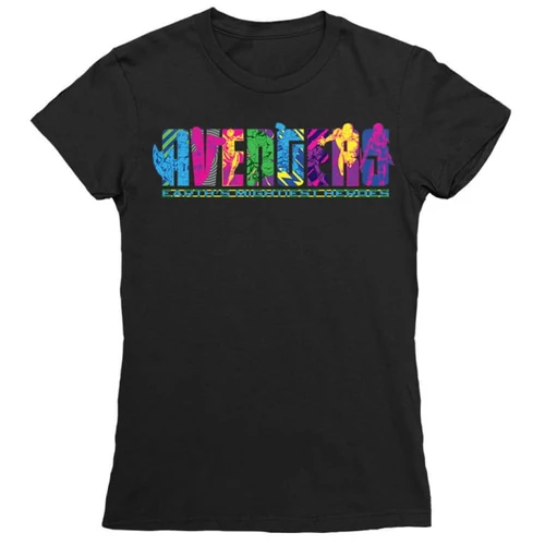Fekete Bosszúállók - Avengers női rövid ujjú póló - Neon Text