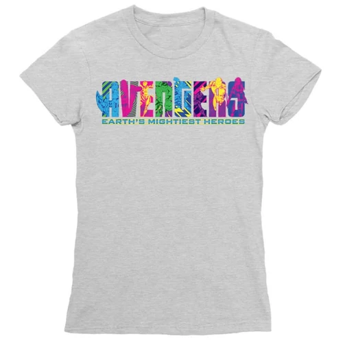 Sportszürke Bosszúállók - Avengers női rövid ujjú póló - Neon Text