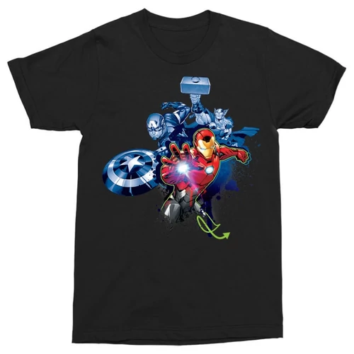 Fekete Bosszúállók férfi rövid ujjú póló - Avengers Team Graffiti