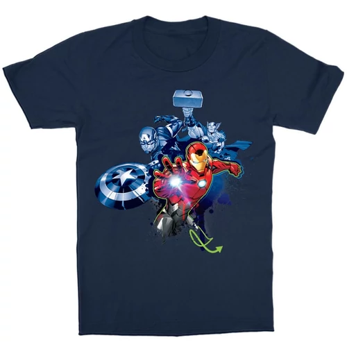 Sötétkék Bosszúállók gyerek rövid ujjú póló - Avengers Team Graffiti