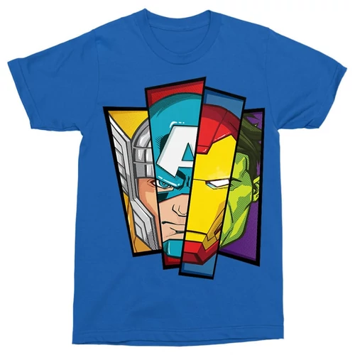 Királykék Bosszúállók - Avengers férfi rövid ujjú póló - Arcok