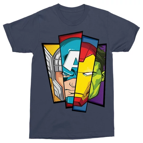 Sötétkék Bosszúállók - Avengers férfi rövid ujjú póló - Arcok