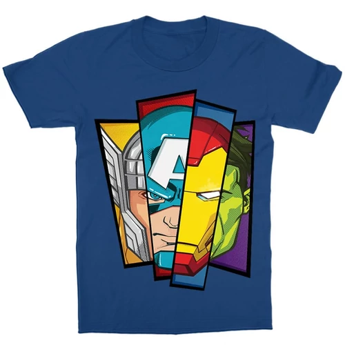 Királykék Bosszúállók - Avengers gyerek rövid ujjú póló - Arcok