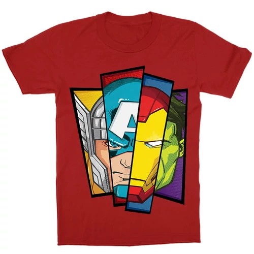 Piros Bosszúállók - Avengers gyerek rövid ujjú póló - Arcok