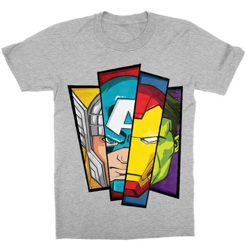 Sportszürke Bosszúállók - Avengers gyerek rövid ujjú póló - Arcok