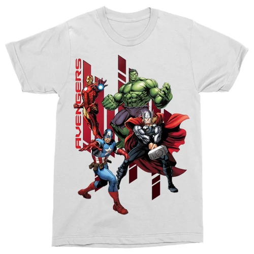Fehér Bosszúállók - Avengers férfi rövid ujjú póló - Szuperhősök