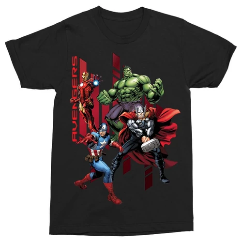 Fekete Bosszúállók - Avengers férfi rövid ujjú póló - Szuperhősök