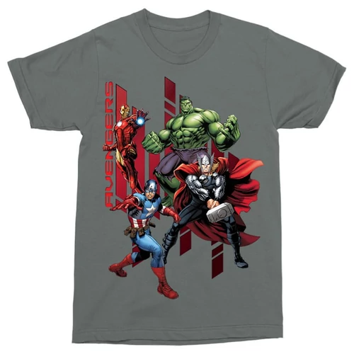 Sötétszürke Bosszúállók - Avengers férfi rövid ujjú póló - Szuperhősök