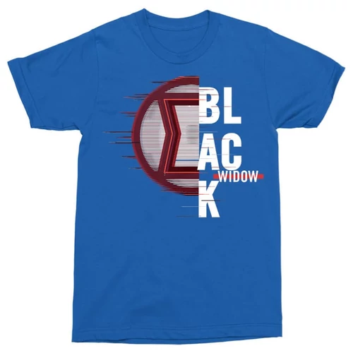 Királykék Fekete Özvegy férfi rövid ujjú póló - Black Widow badge