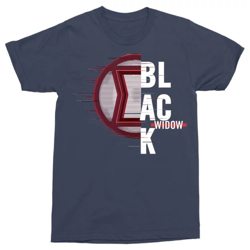 Sötétkék Fekete Özvegy férfi rövid ujjú póló - Black Widow badge