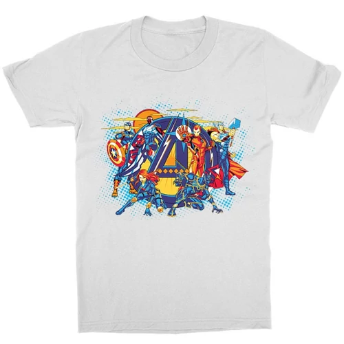 Fehér Avengers - Bosszúállók gyerek rövid ujjú póló - Group Shot