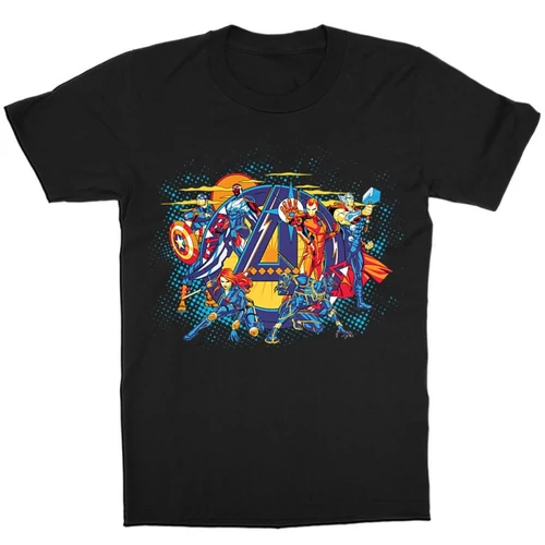 Fekete Avengers - Bosszúállók gyerek rövid ujjú póló - Group Shot