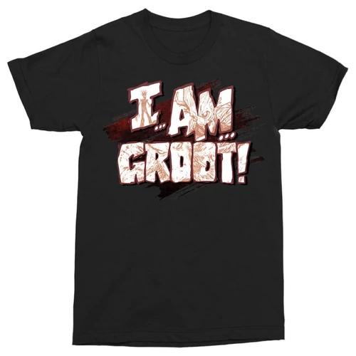 Fekete A galaxis őrzői férfi rövid ujjú póló - I am Groot