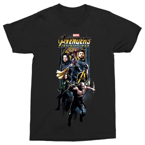 Fekete Bosszúállók férfi rövid ujjú póló - Infinity War Stripe