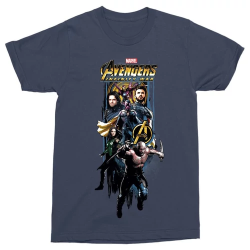 Sötétkék Bosszúállók férfi rövid ujjú póló - Infinity War Stripe